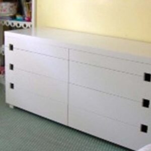 Handcrafted built-in drawer storage cabinet with white finish, integrated drawers, and clean minimalist design for a residential interior.