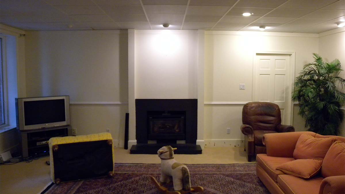 Handcrafted built-in fireplace surround with clean architectural design.